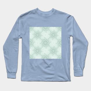 Blue-Green Floral Mandala Pattern Long Sleeve T-Shirt